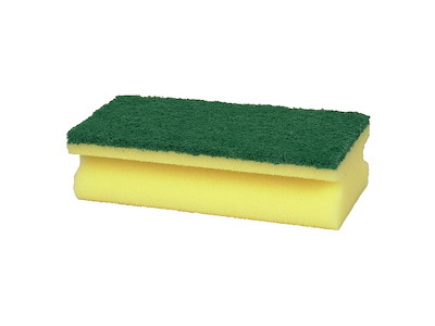 Skuresvamp, 12x6,5x4,2cm, grøn, nylon/polyester/polyether, grov skureeffekt - 20x10stk