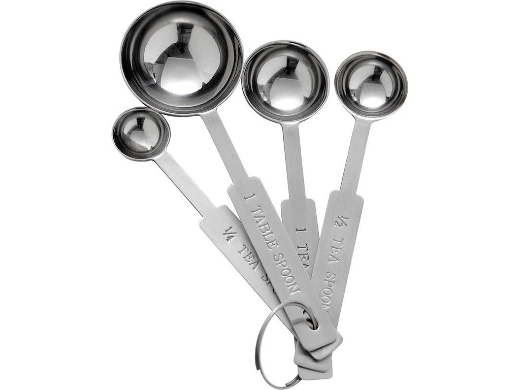 Måleskeer 4 stk rustfri stål, 1sp, 1ts, ½ts, 1/4ts, 1sæt