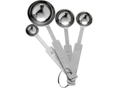 Måleskeer 4 stk rustfri stål, 1sp, 1ts, ½ts, 1/4ts, 1sæt