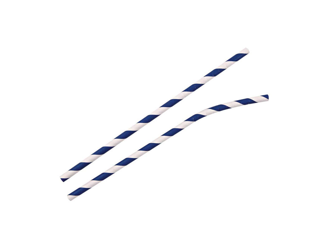 Papirsugerør 6x195 mm Blå m. Knæk 100 stk