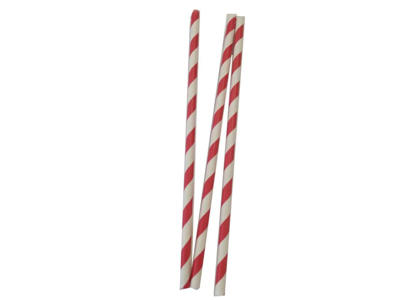 Stribet Papirsugerør Rød 6x210mm (500 stk)
