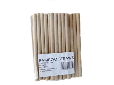 Bambus sugerør 8x150 mm (50 stk)