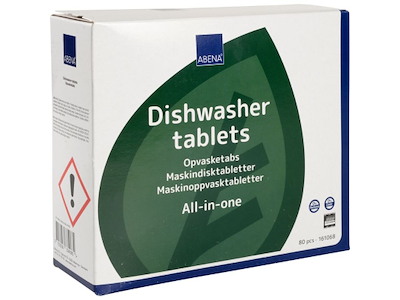 Opvasketabs all-in-one, vandopløselig folie, u/klor, u/farve, u/parfume - 80pcs/pck