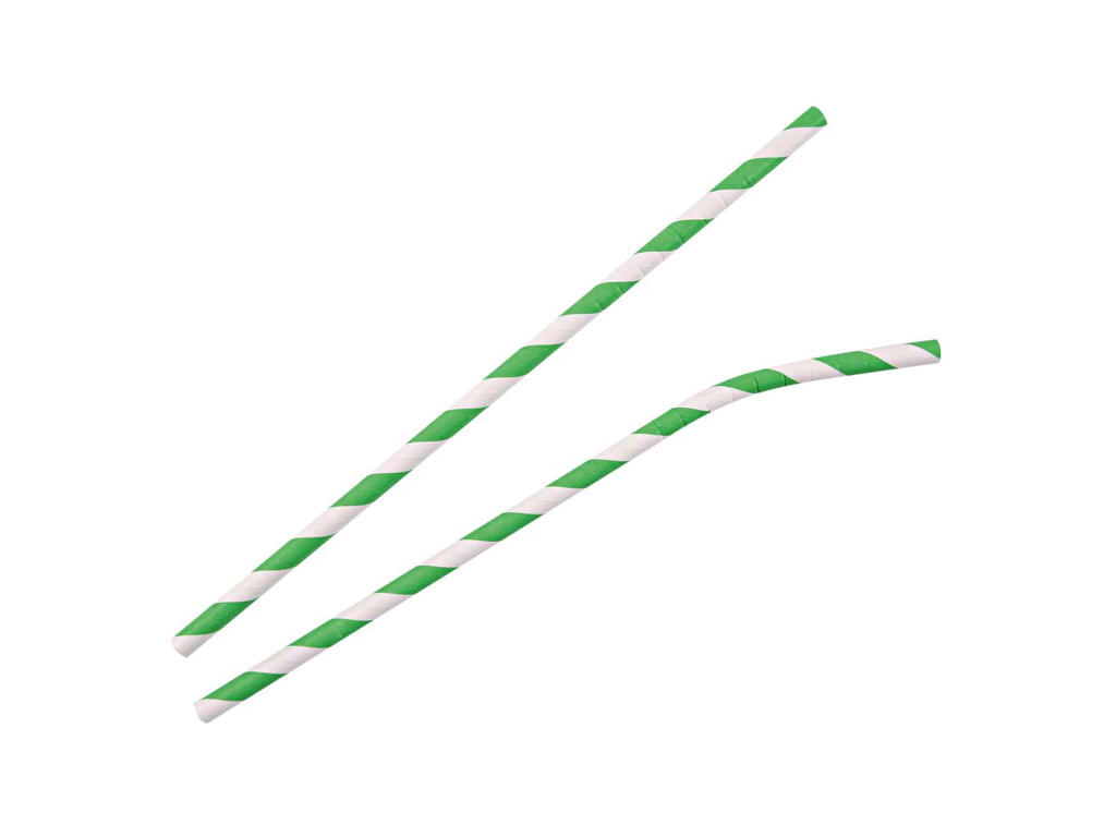 Papirsugerør 6x195 mm Grøn m. Knæk 100 stk